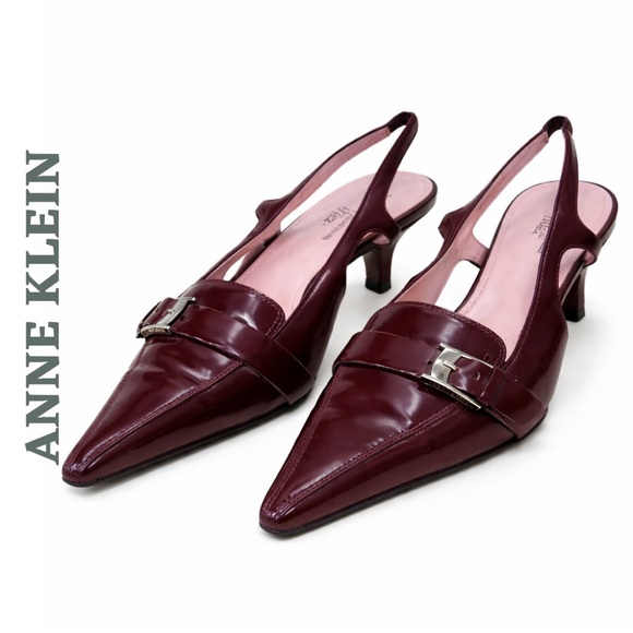 Anne Klein Shoes - AK Anne Klein iFlex Slingback Heels Burgundy Leather 9